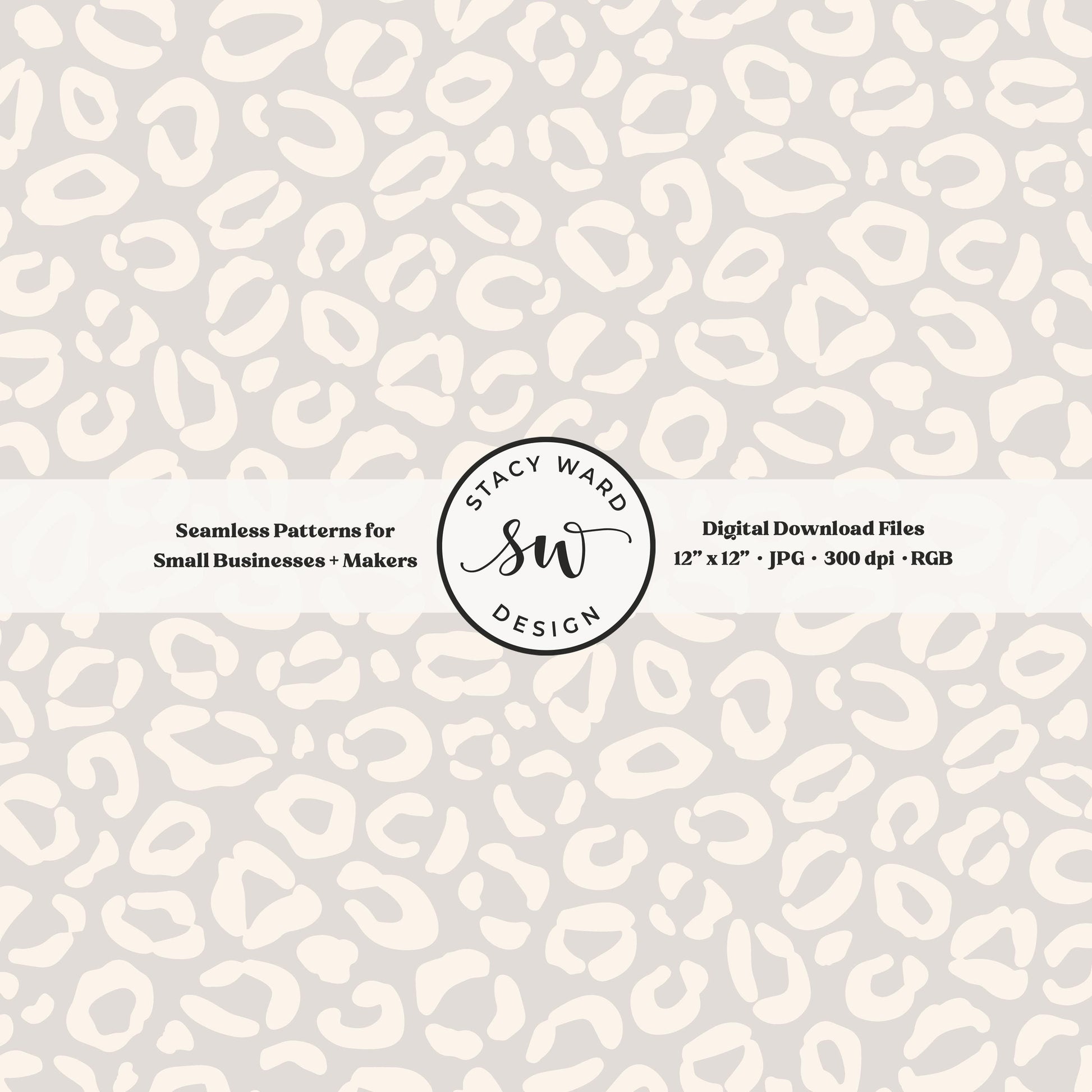 Cheetah print seamless fabric design for commercial use, off white ivory on soft pale greige, traditional minimal leopard skin