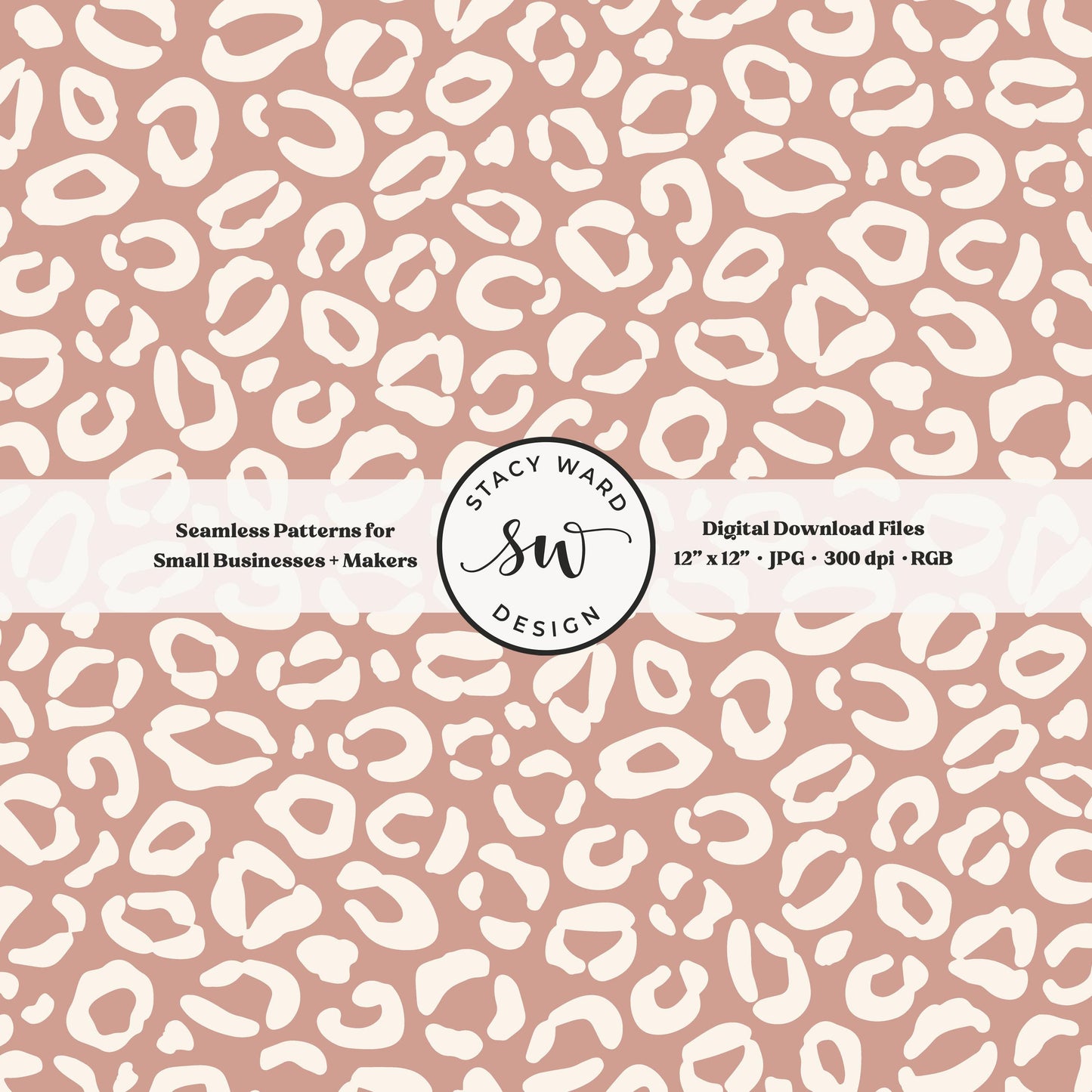 Cheetah print seamless fabric design for commercial use, off white ivory on muted dusky pink, whimsical boho leopard skin