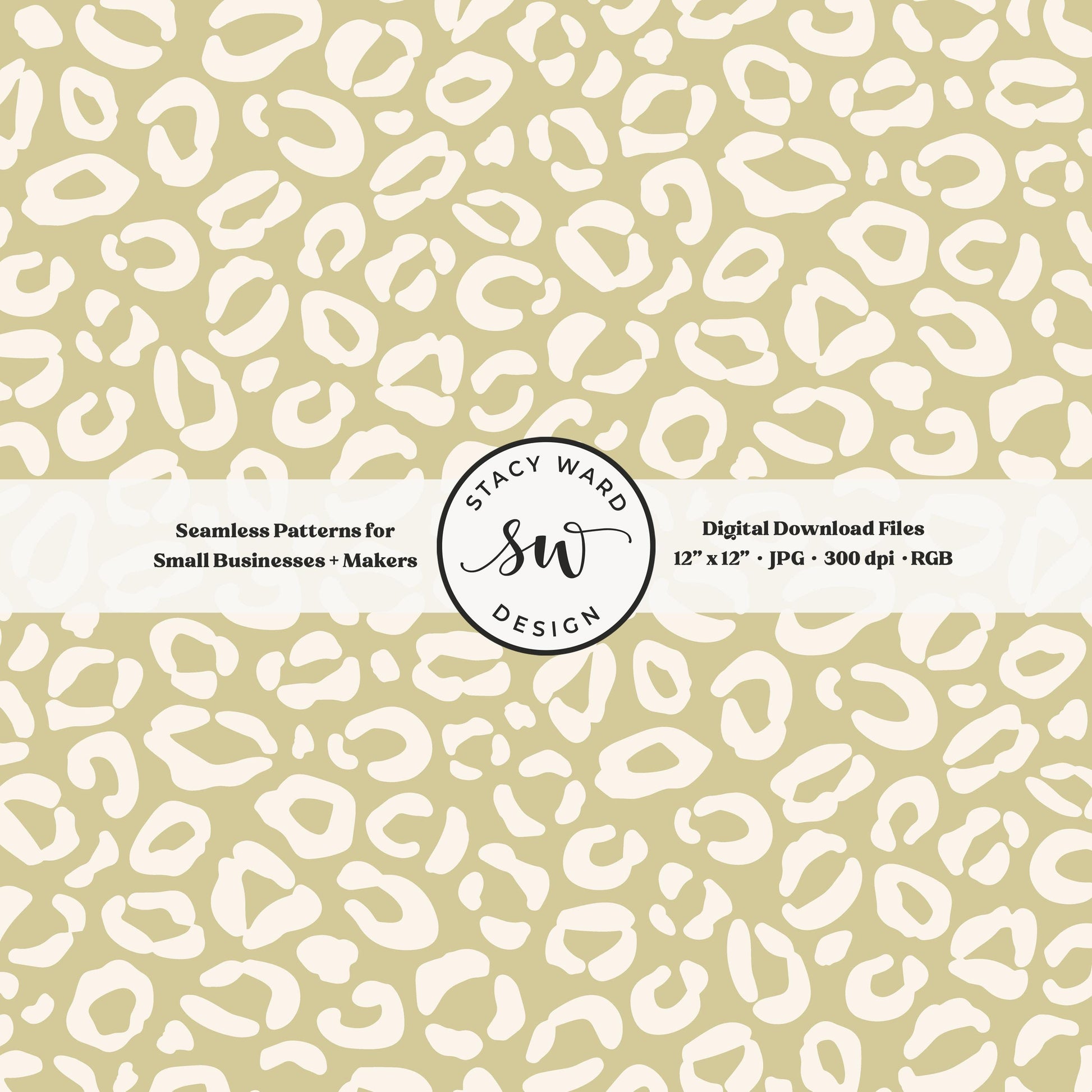 Cheetah print seamless fabric design for commercial use, off white ivory on earth tone yellowish green, vintage boho leopard skin