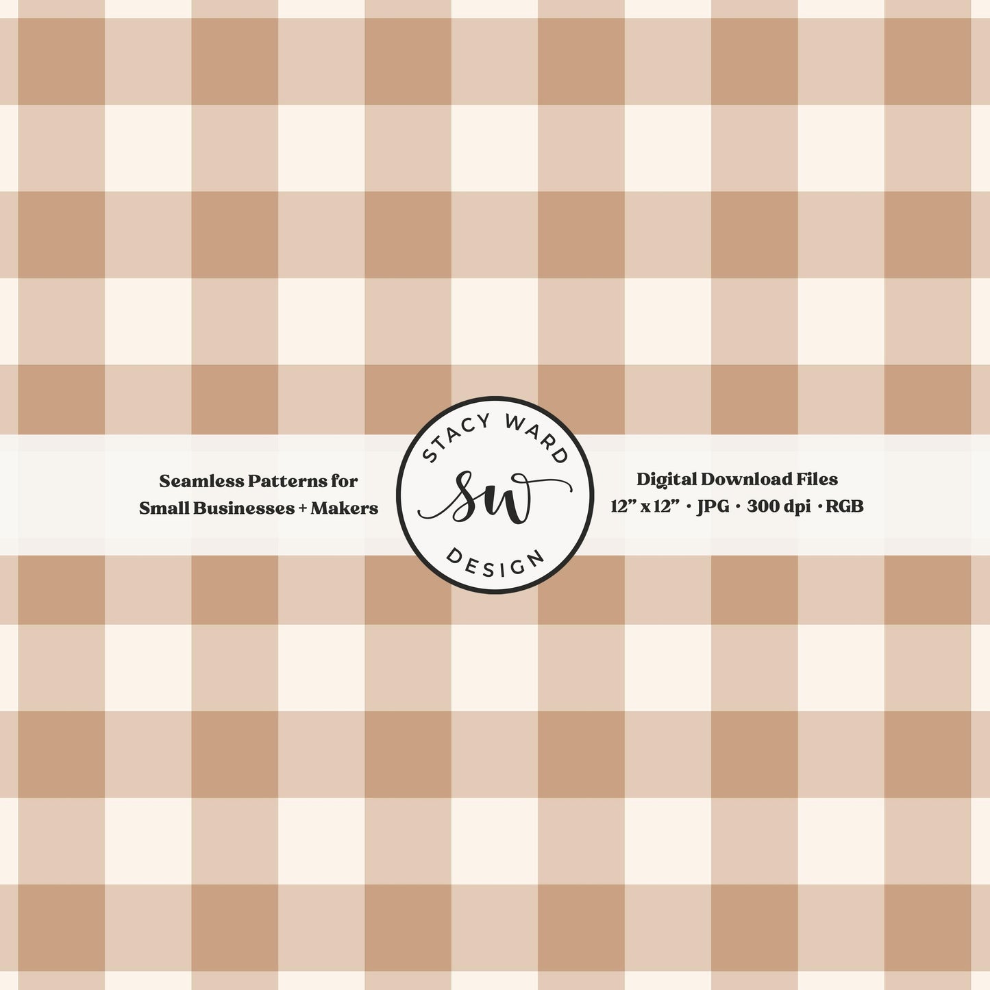 Traditional gingham seamless pattern in earth tone neutral tan and cream classic grandmillennial checked