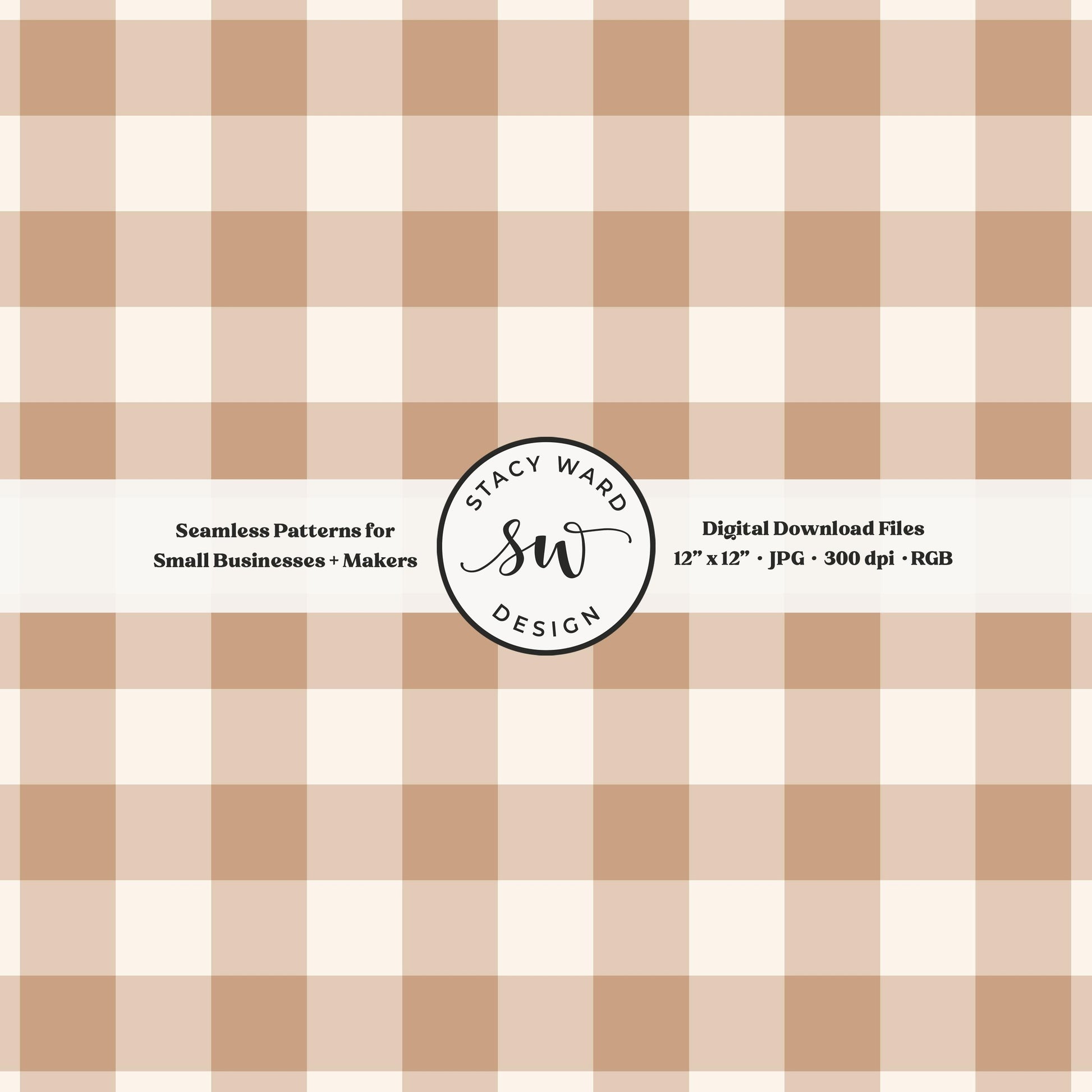 Traditional gingham seamless pattern in earth tone neutral tan and cream classic grandmillennial checked