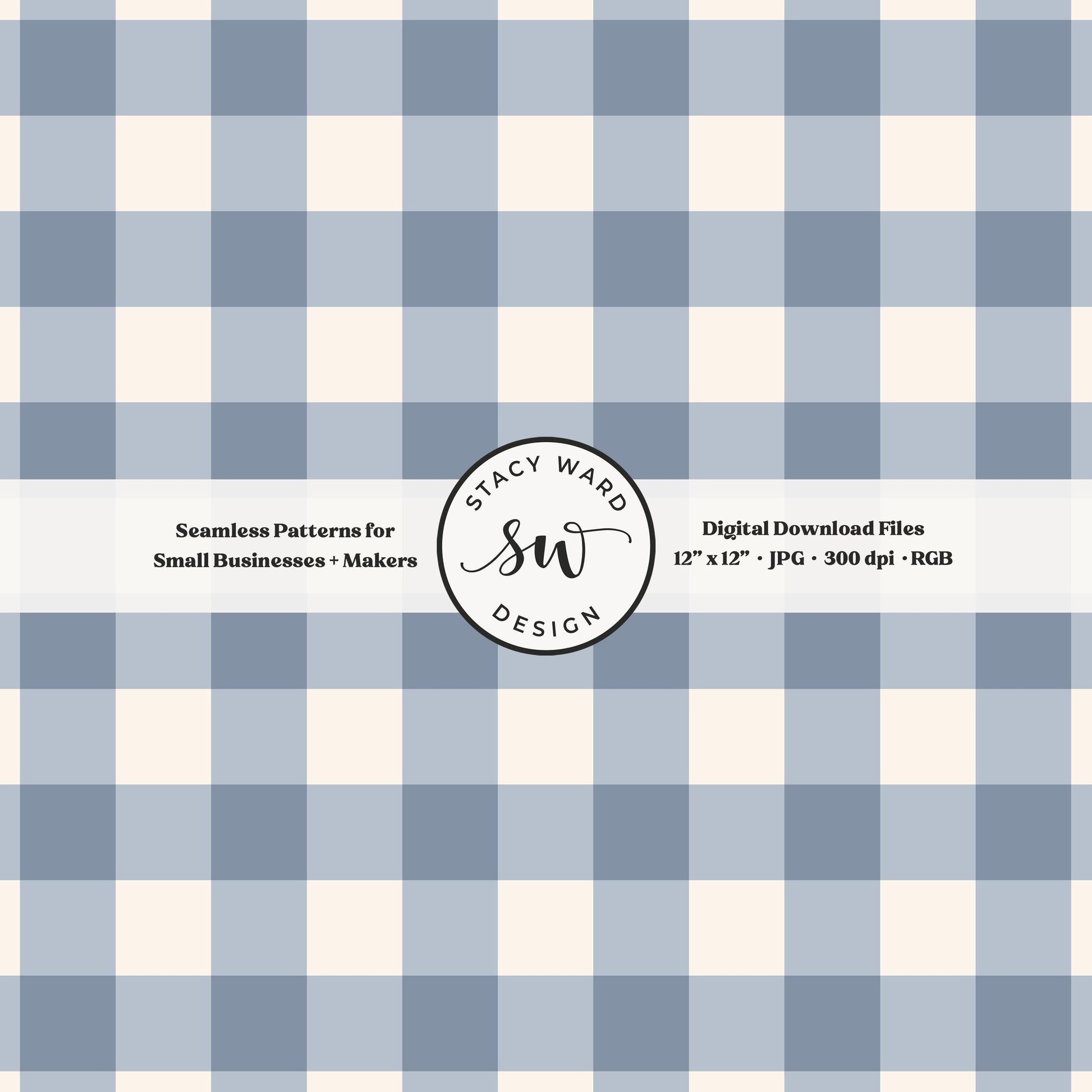 Traditional gingham seamless pattern in preppy coastal blue and cream cozy tailored charm
