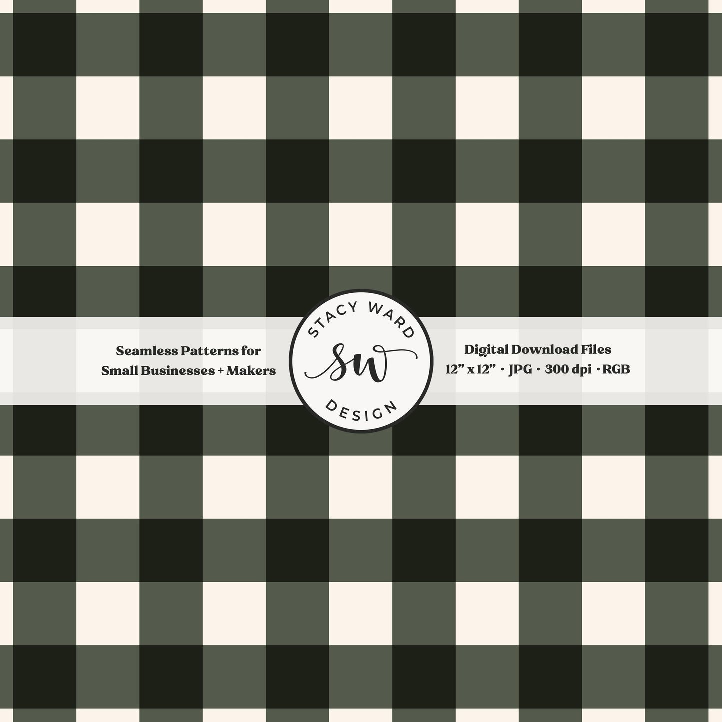 Traditional gingham seamless pattern in masculine dark green and cream classic granny chic aesthetic checked
