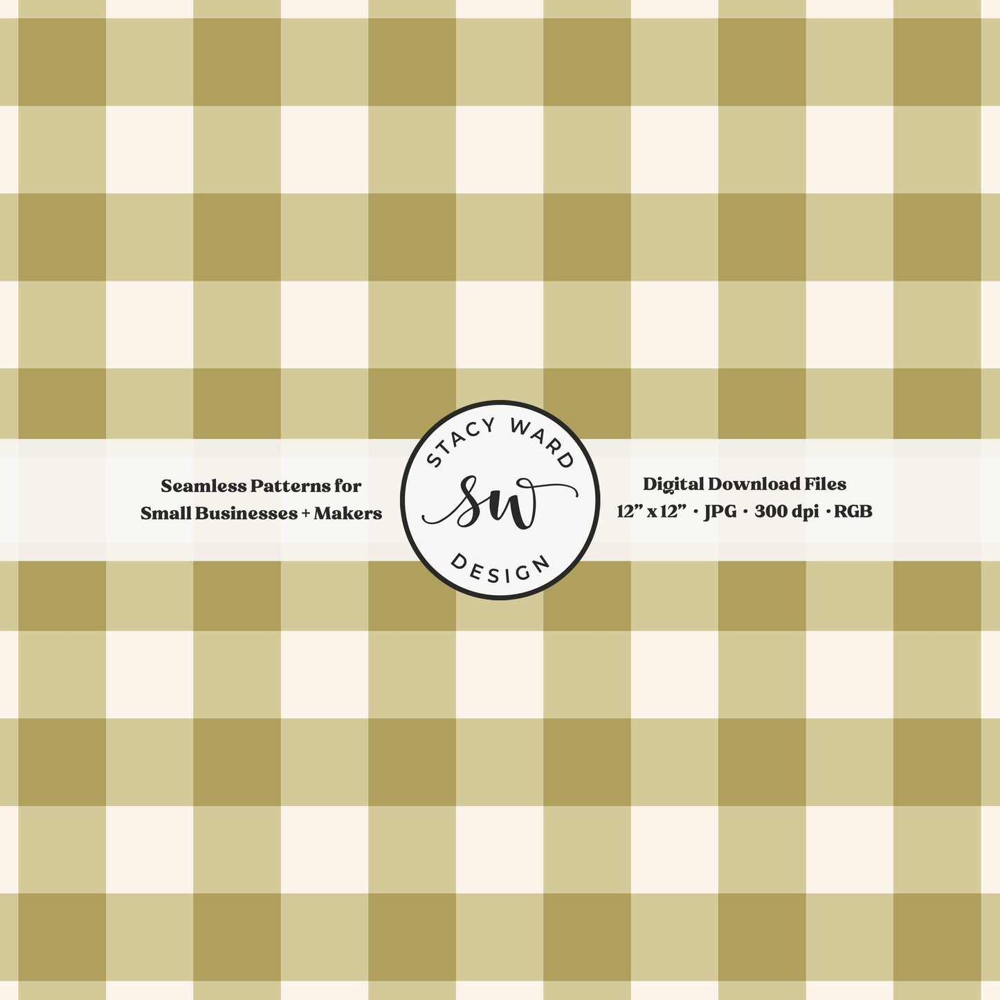 Traditional gingham seamless pattern in earth tone yellowish green and cream classic grandmillennial plaid