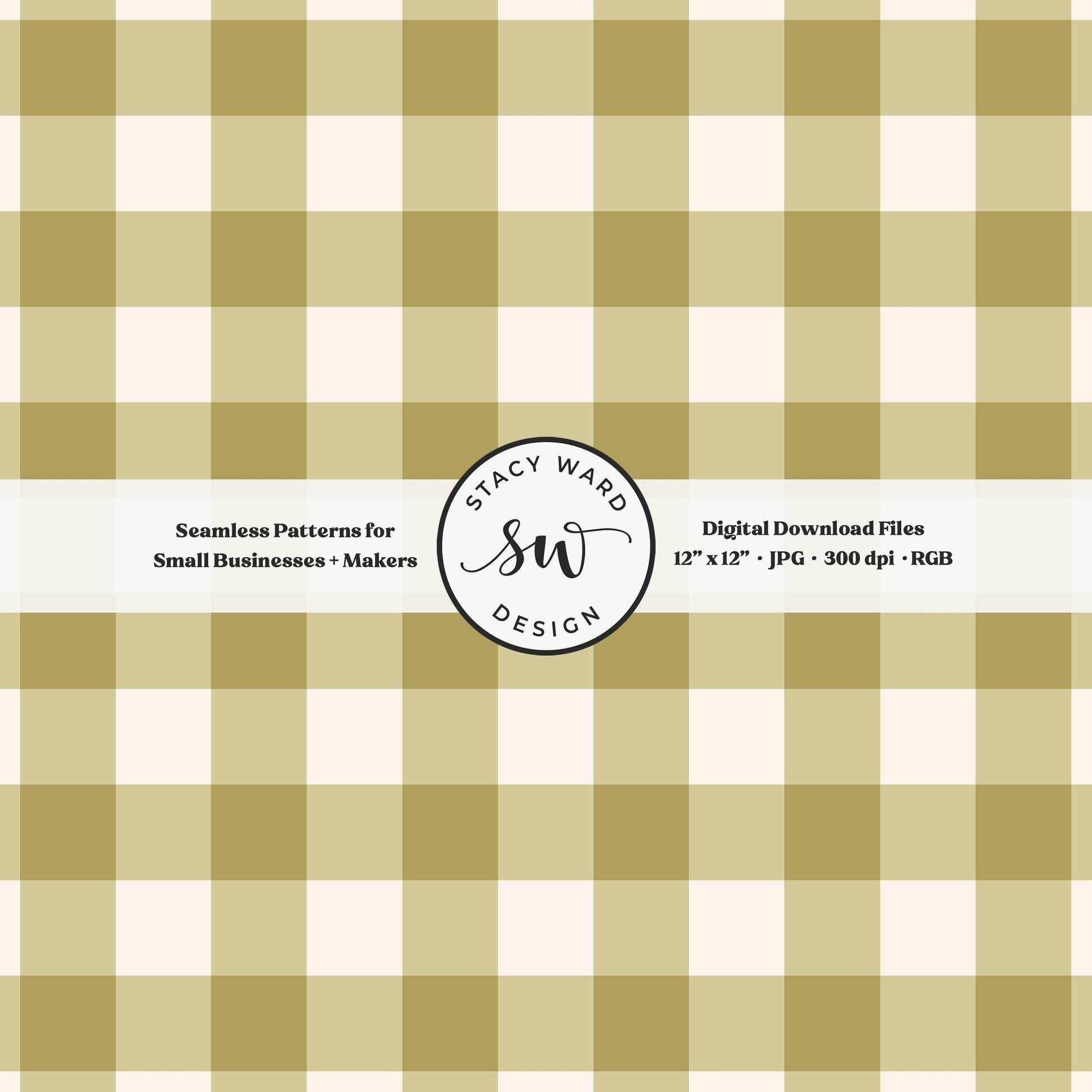 Traditional gingham seamless pattern in earth tone yellowish green and cream classic grandmillennial plaid