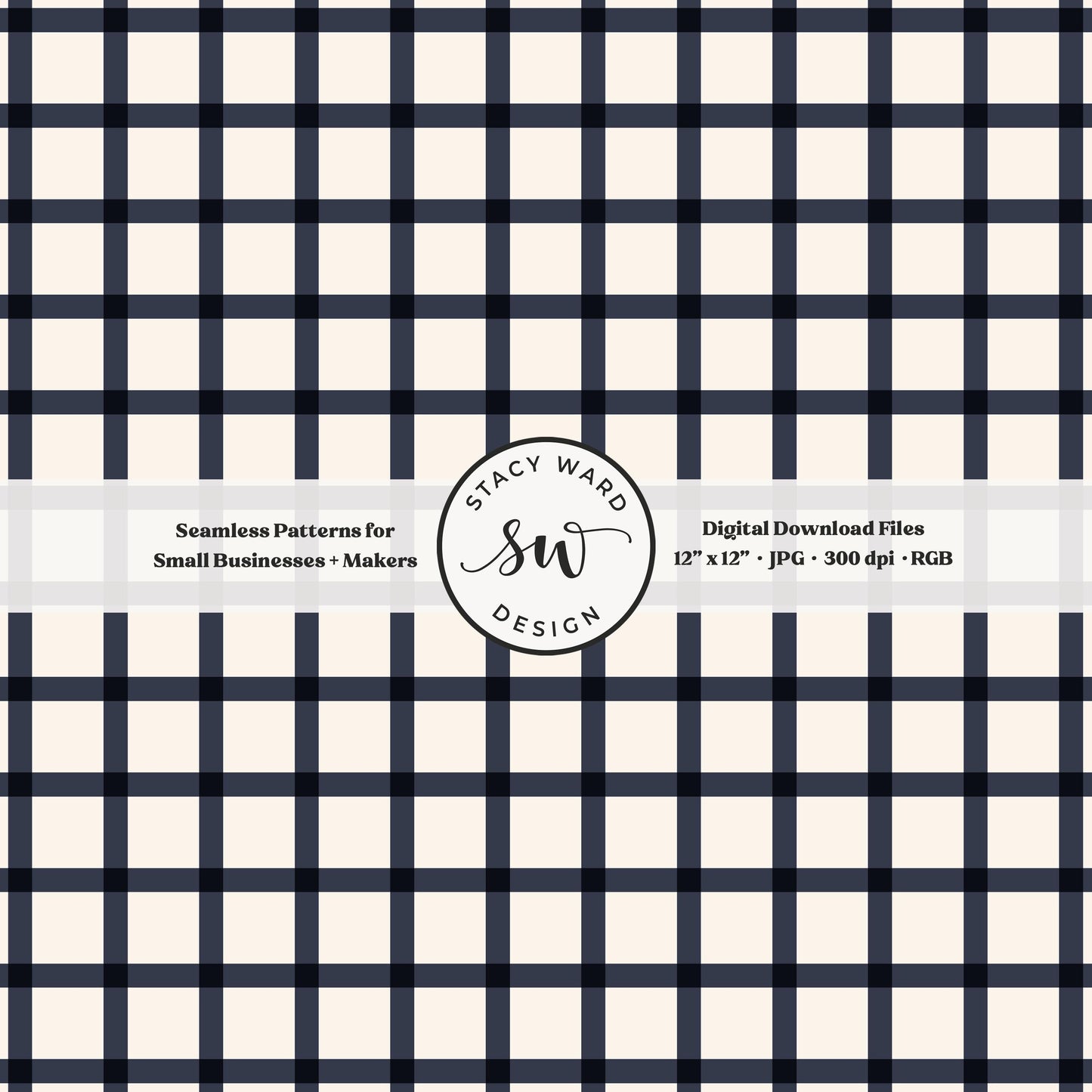 French windowpane gingham pattern in deep indigo blue and off white cozy nautical tailored charm