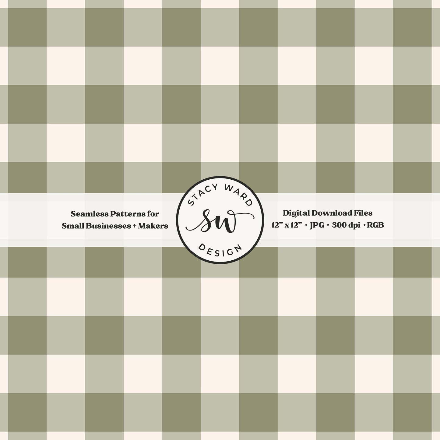 Traditional gingham seamless pattern in soft dusty sage and cream classic grandmillennial checked