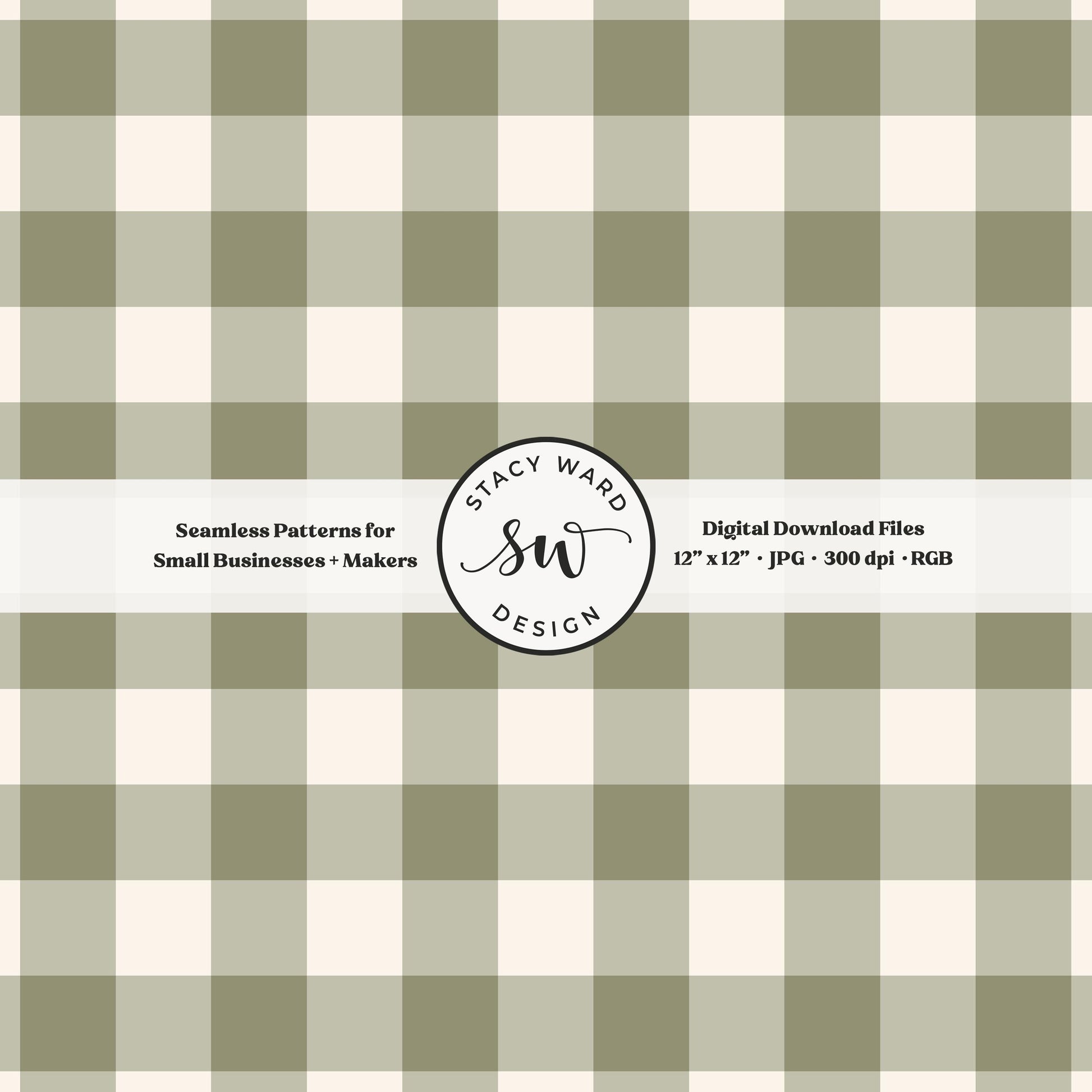 Traditional gingham seamless pattern in soft dusty sage and cream classic grandmillennial checked
