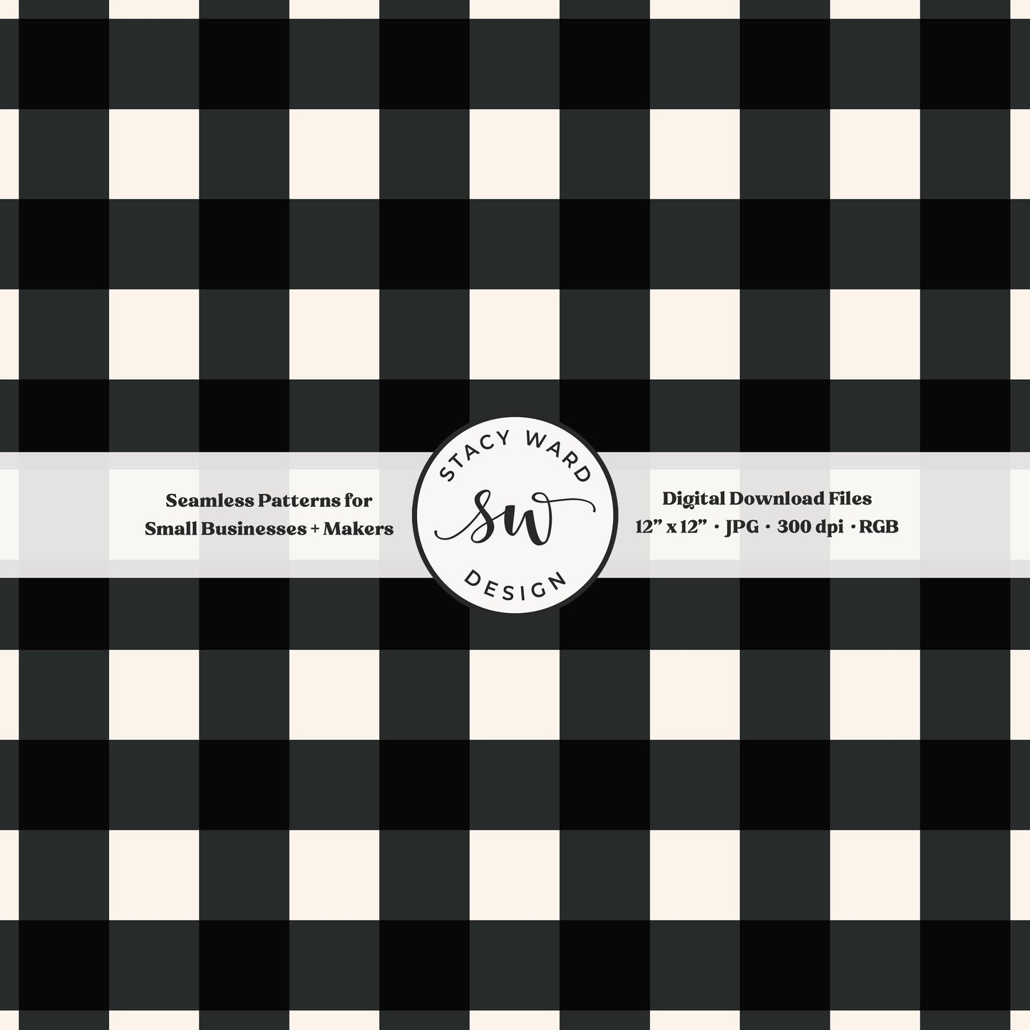 Traditional gingham seamless pattern in bold dark graphite and cream nostalgic vintage preppy vibes