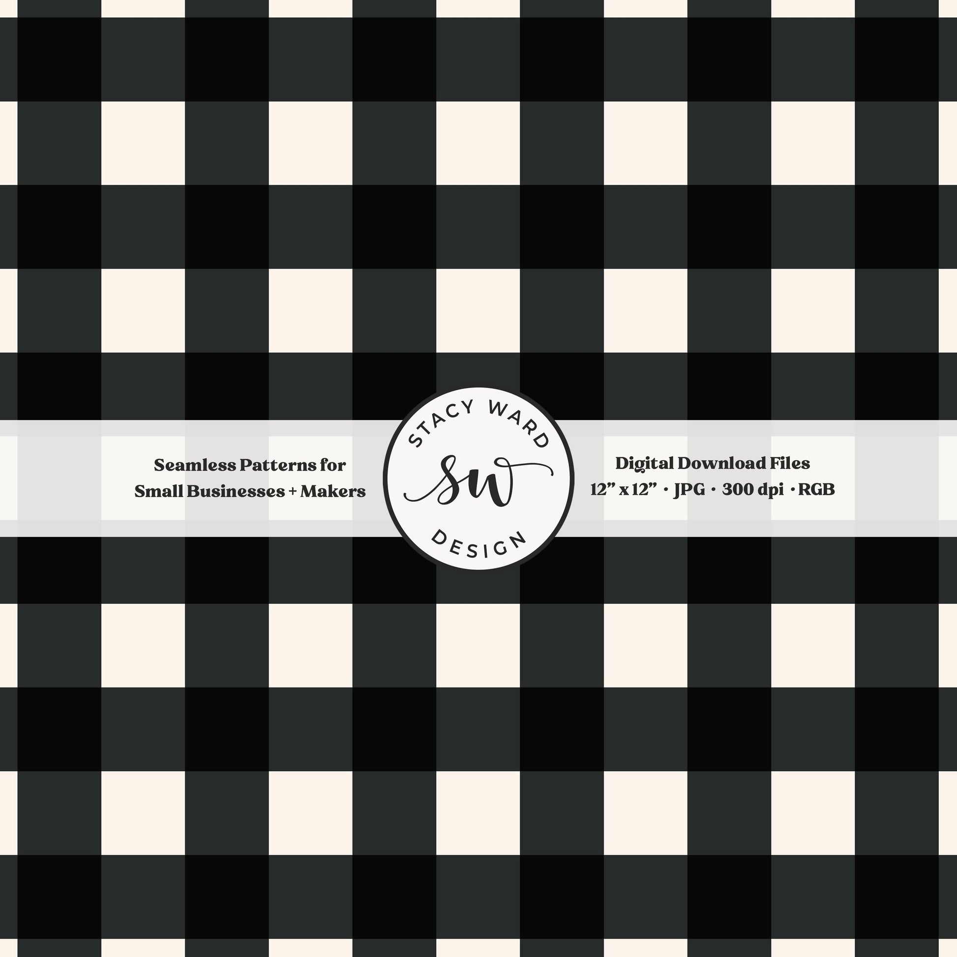 Traditional gingham seamless pattern in bold dark graphite and cream nostalgic vintage preppy vibes