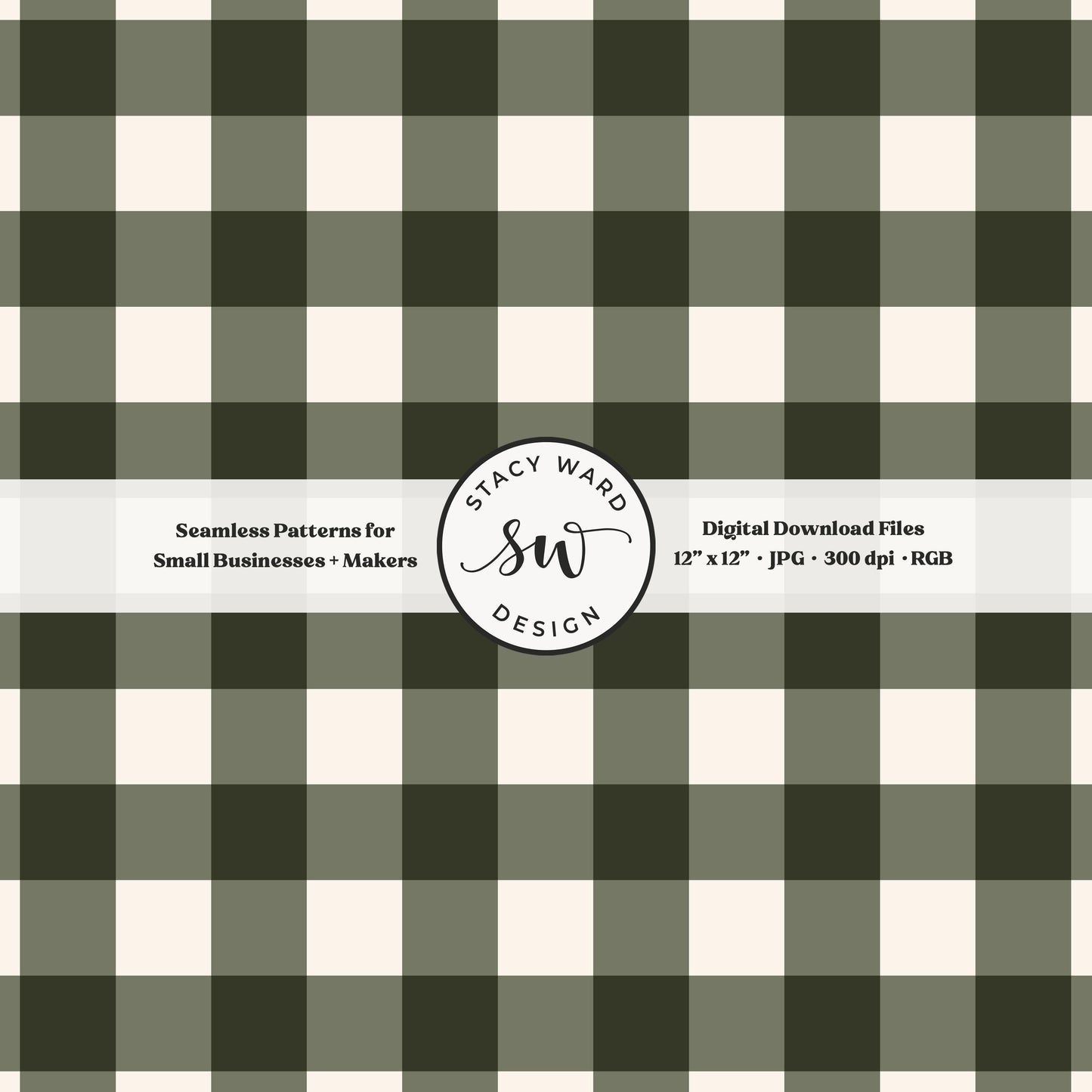Traditional gingham seamless pattern in earth tone camouflage green and cream classic granny chic aesthetic plaid