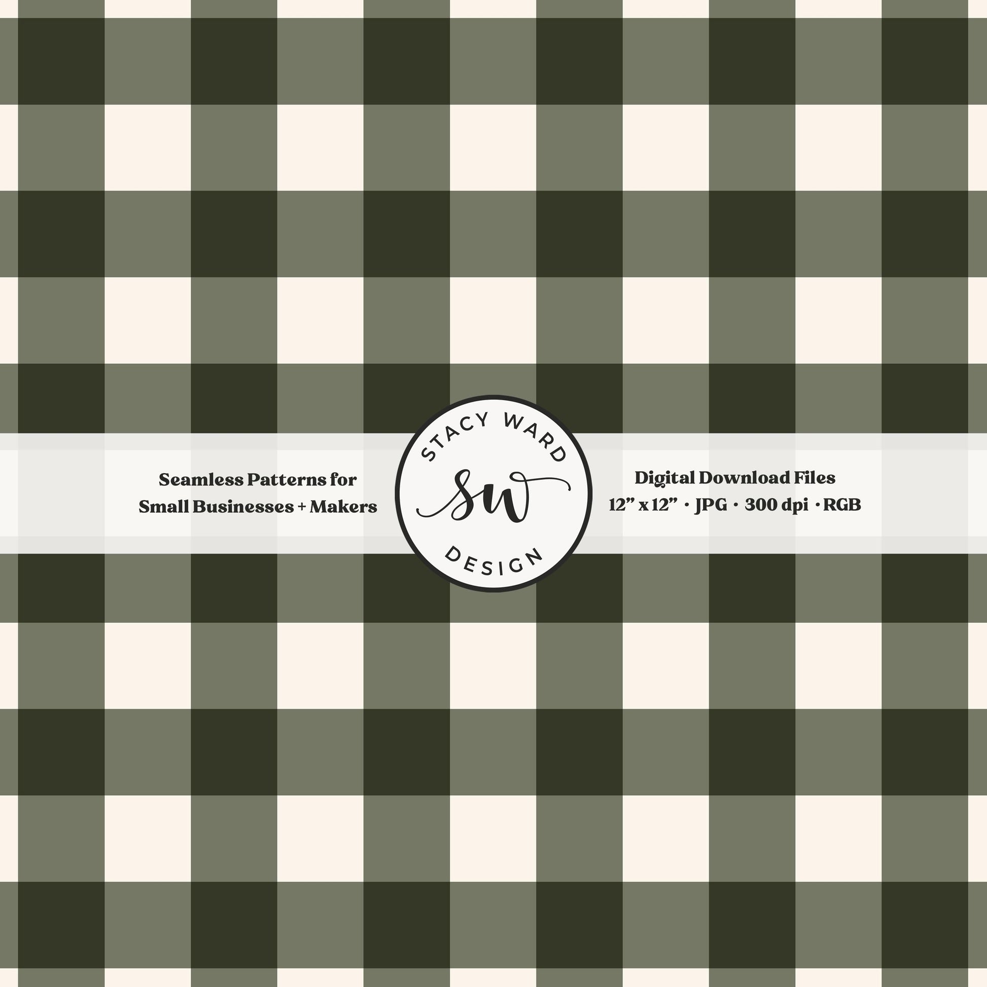 Traditional gingham seamless pattern in earth tone camouflage green and cream classic granny chic aesthetic plaid