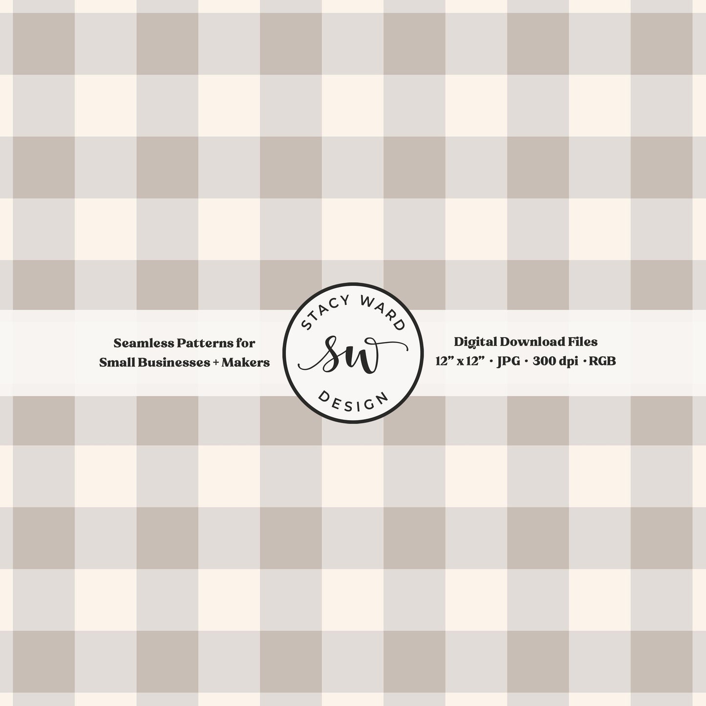Traditional gingham seamless pattern in soft pale greige and cream modern clean lines