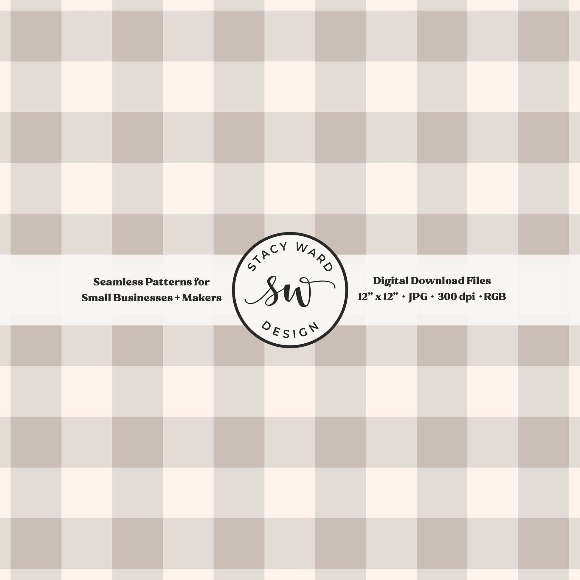 Traditional gingham seamless pattern in soft pale greige and cream modern clean lines