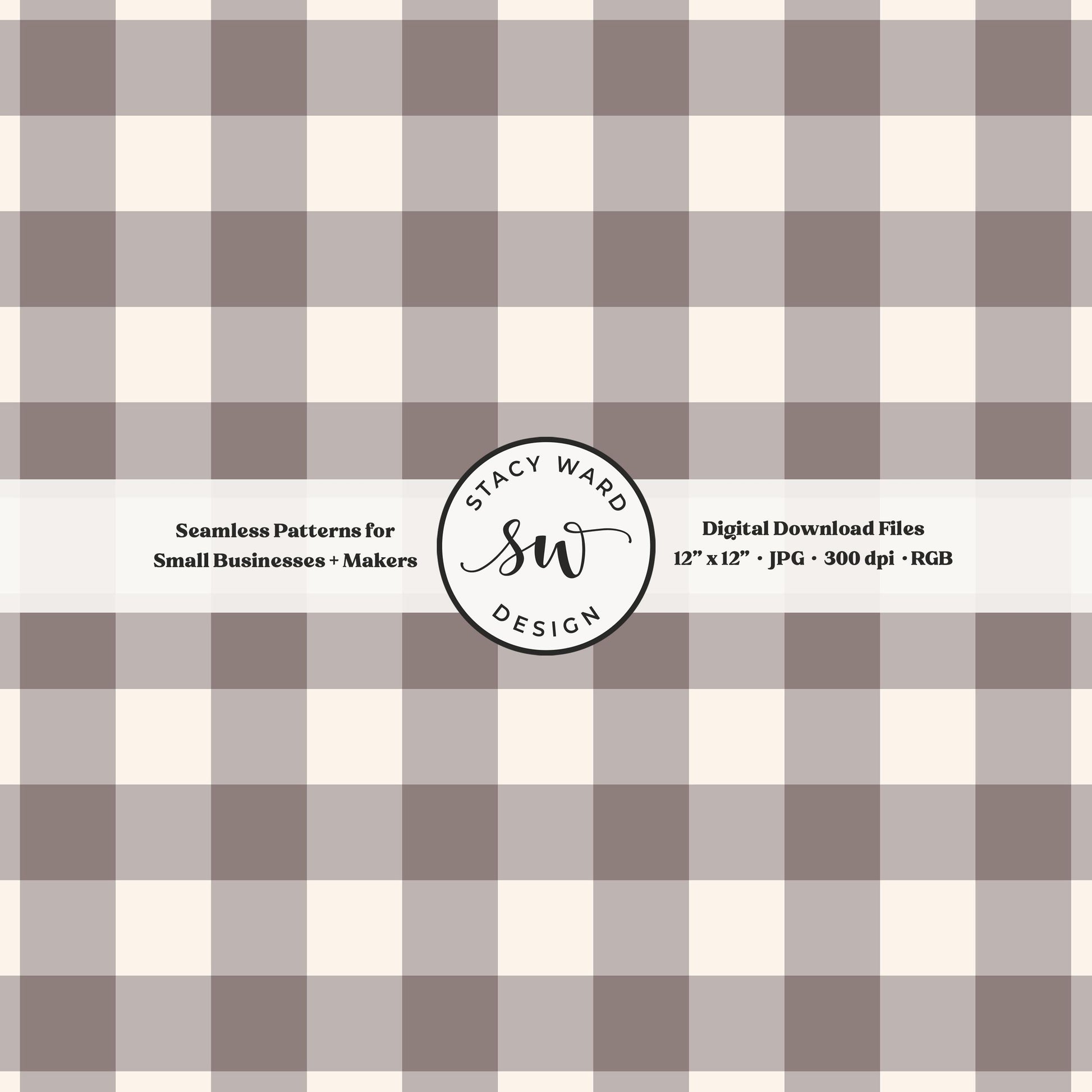 Traditional gingham seamless pattern in neutral grayish brown and cream modern clean lines