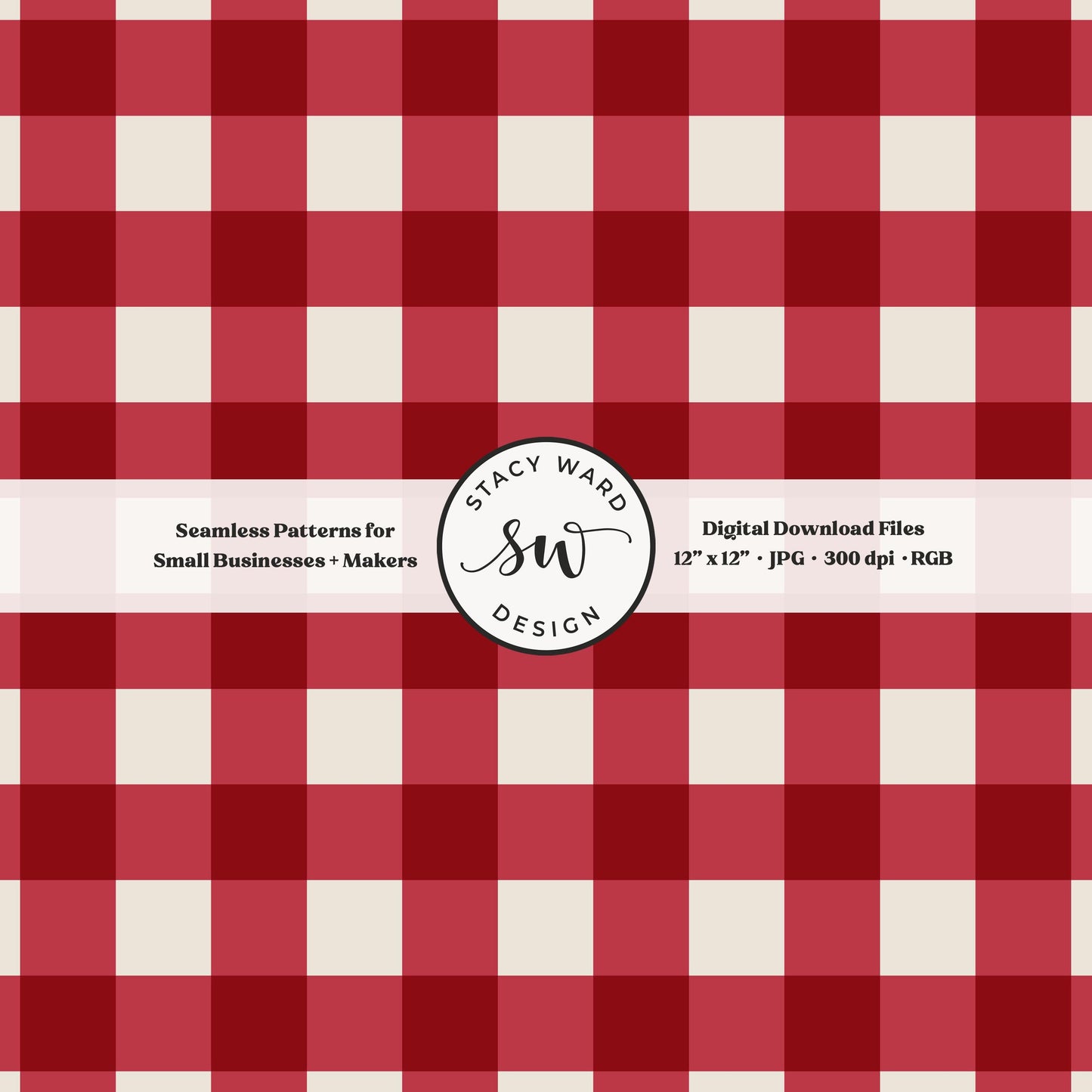 Traditional gingham seamless pattern in summer watermelon red and off white nostalgic vintage preppy vibes