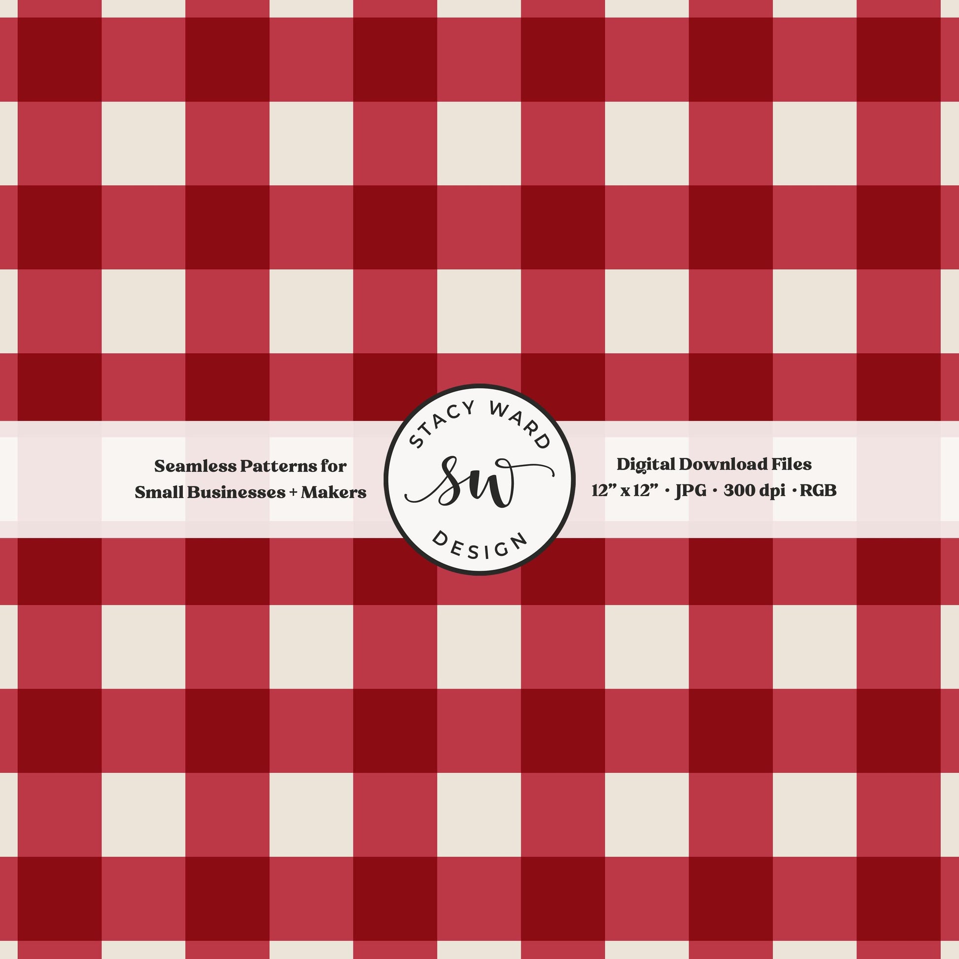 Traditional gingham seamless pattern in summer watermelon red and off white nostalgic vintage preppy vibes